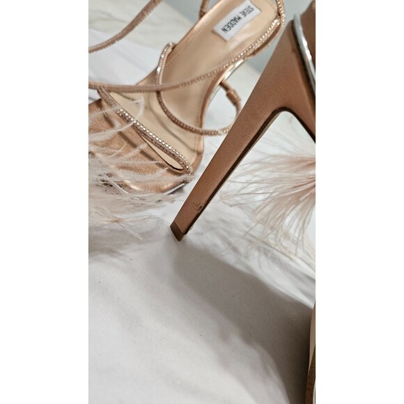 Steve Madden Tan Strappy Block Heel Slip On Square Toe Women's Sandals Size 8.5M - Picture 6 of 10